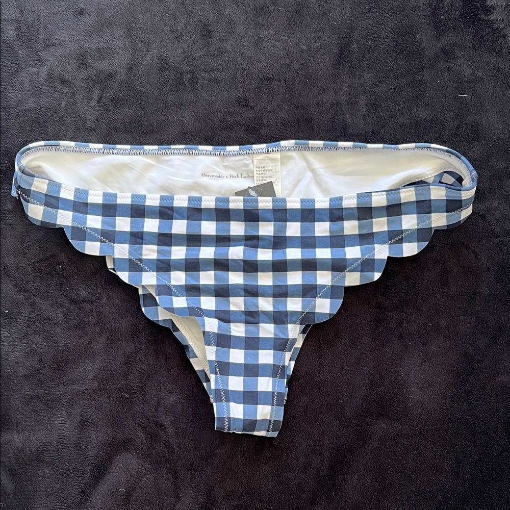 Abercrombie & Fitch Blue and White Gingham Bikini Bottoms